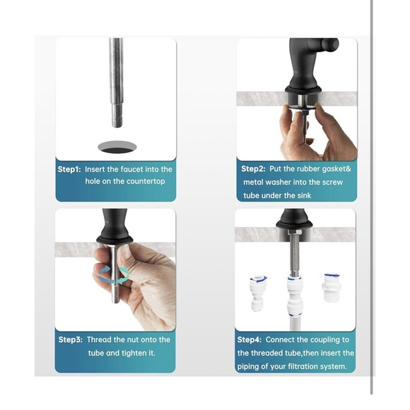 EKRTE Drinking Water Faucet Kitchen Bar Sink Matte Black and Champagne Gold - Picture 8 of 16